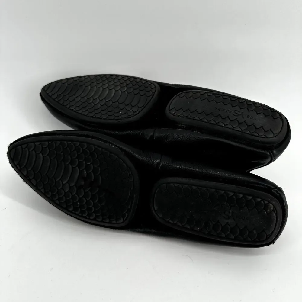 Yosi Samra Skyler Leather Loafer Shoes Slip On Pointed Toe Lightweight Black 7